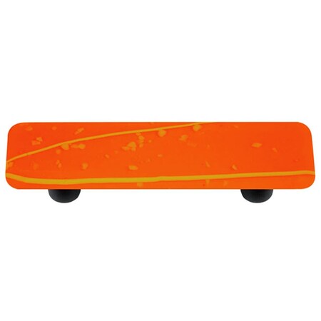 Palacedesigns Mardi Gras Yellow with Orange Rectangle Glass Cabinet Pull - Black Post PA717873